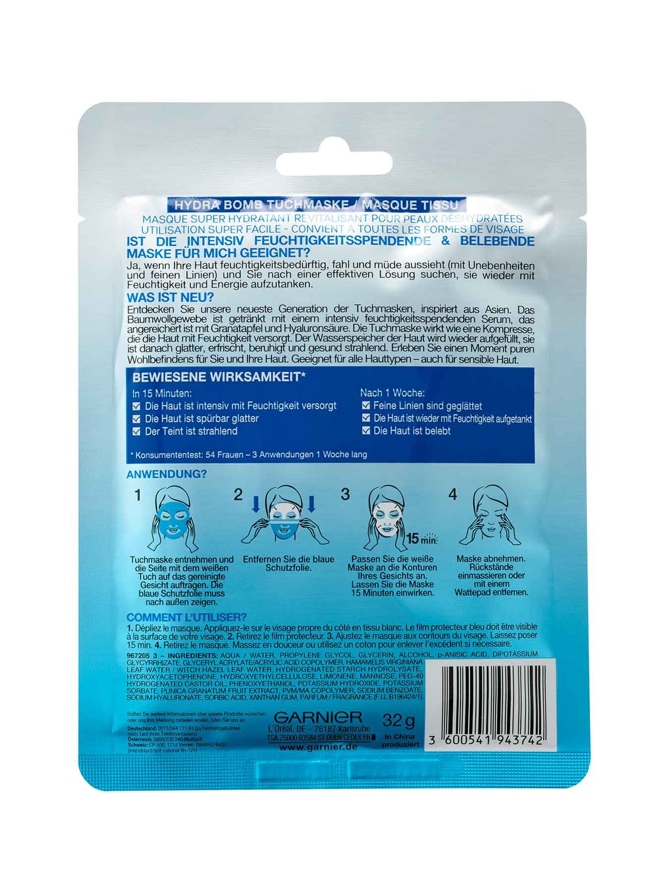 Belebende-Maske-Hydra-Bomb-32g-Rueckseite-Garnier-Deutschland-gr